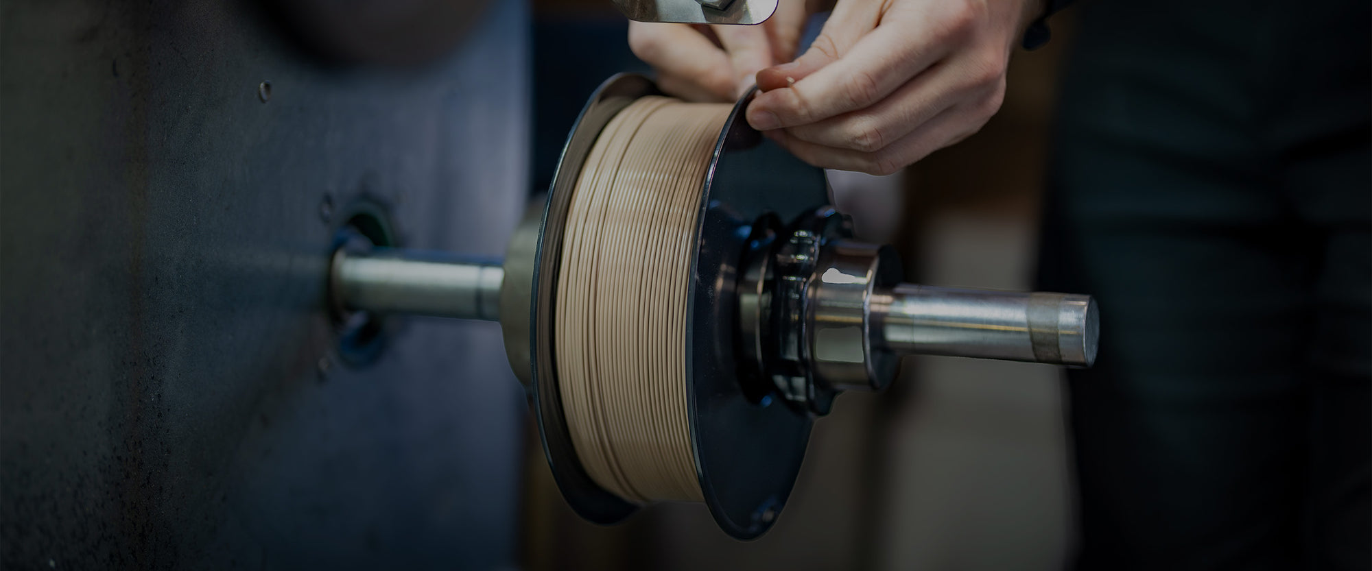 Filament spool being manufactured at Matter3D, Canada’s largest 3D printing filament producer in Victoria, BC.